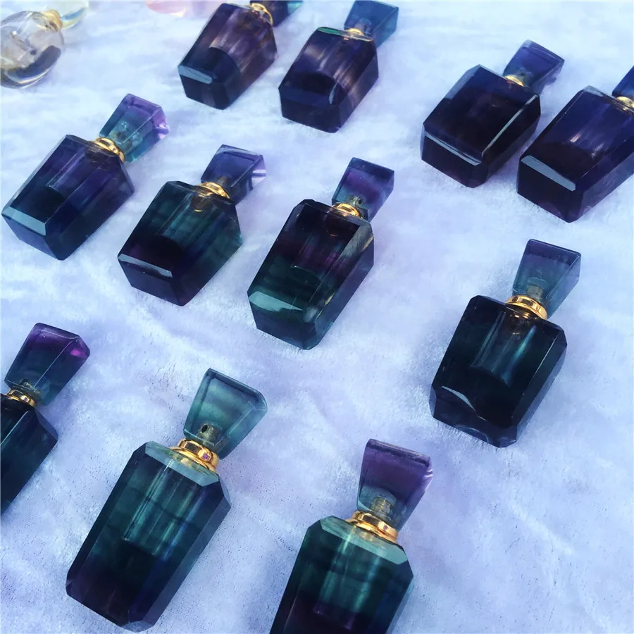 Beautiful colorful natural fluorite wishing bottle perfume necklace lanugo auspicious gift | Дом и сад