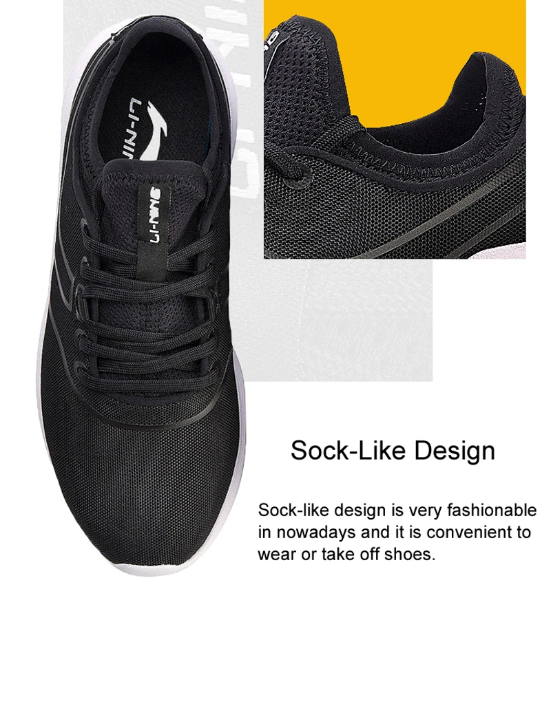 Li-Ning, мужская обувь HEATHER II, классический стиль жизни, светильник, подкладка, носок, как спортивная обувь, кроссовки для фитнеса, AGCN061 YXB204