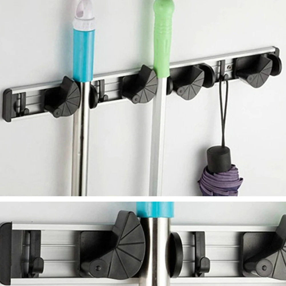 Швабра и метла держатель настенный 3 позиции стеллаж для хранения с 4 Алюминиевые