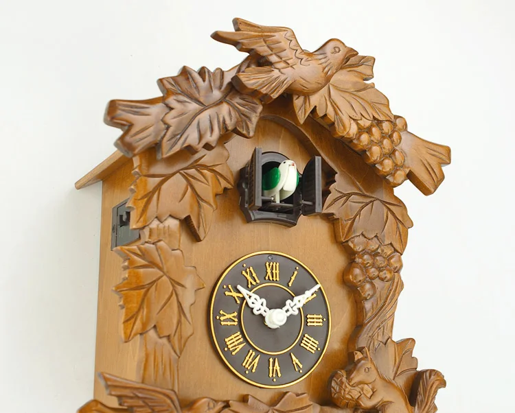 Ретро деревянные настенные часы с кукушкой Античный стиль птица будильник