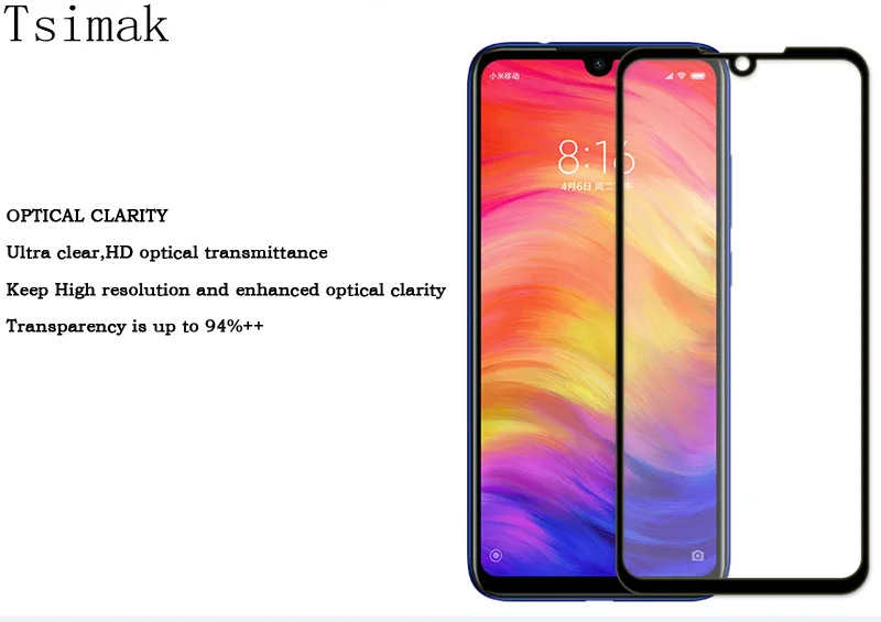 Tsimak закаленное стекло для Xiaomi Redmi Note 7 6 Pro 5 Plus 4X 5A 6A S2 A2 Lite Полное клеевое покрытие Защитная пленка для экрана