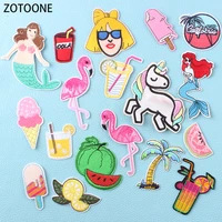 zotoone summer style patches on clothing watermelons embroidered patches for clothes unicorn flamingo badges applique on garment