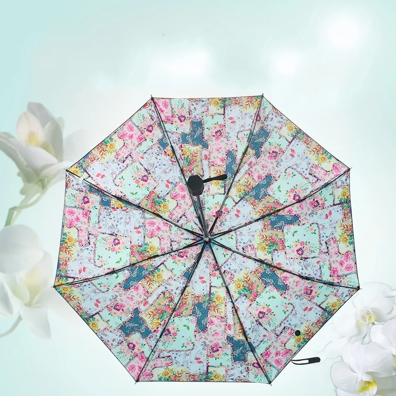 Оригинальный зонтик 2018 женские складные зонты с рисунком для сада солнечный