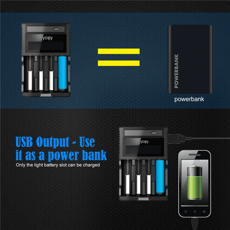 Tycipy 4 слота 18650/AA/AAA с ЖК экраном зарядное устройство VIP ZL440C Смарт USB Быстрая