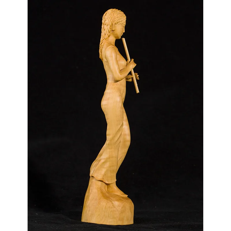 

Poplar Carving And Playing Flute Beauty Belle Modern Living Room Desk Decoration Crafts Housewarming Gifts M1529