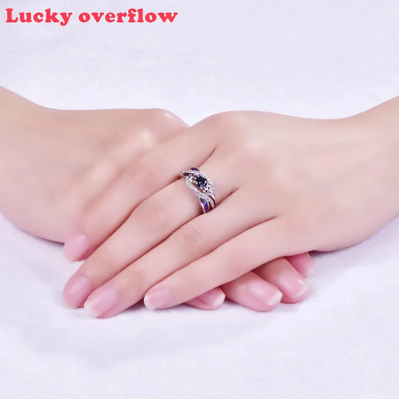 Luckyoverflow Модные женские кольца в форме сердца Свадебные ювелирные изделия
