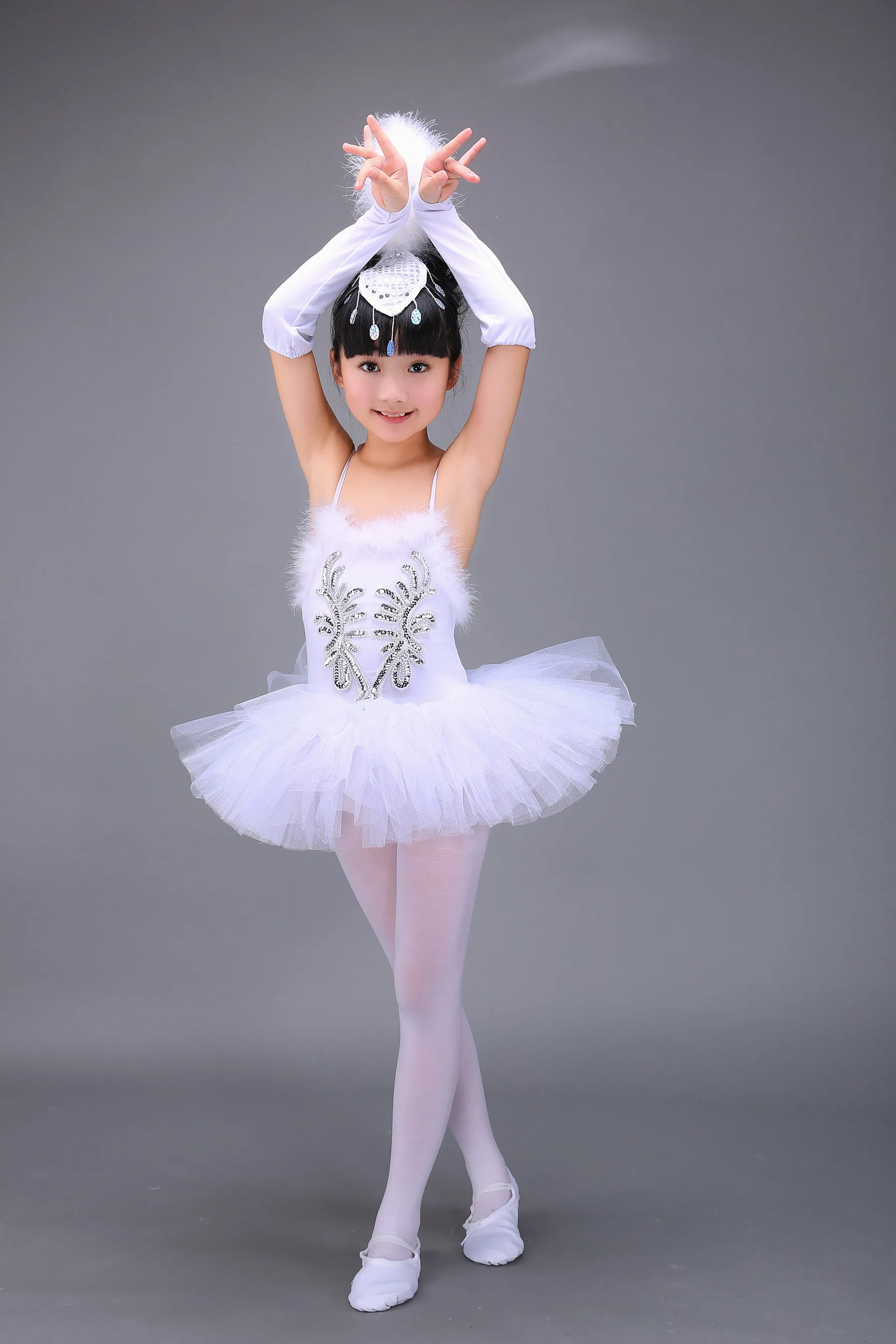 

Fashion 3 / 4pcs Polyester Spandex Toddler Tutu Swan Costume Ballet Dress Cute Dance Clothes Ballerina Dress Kids