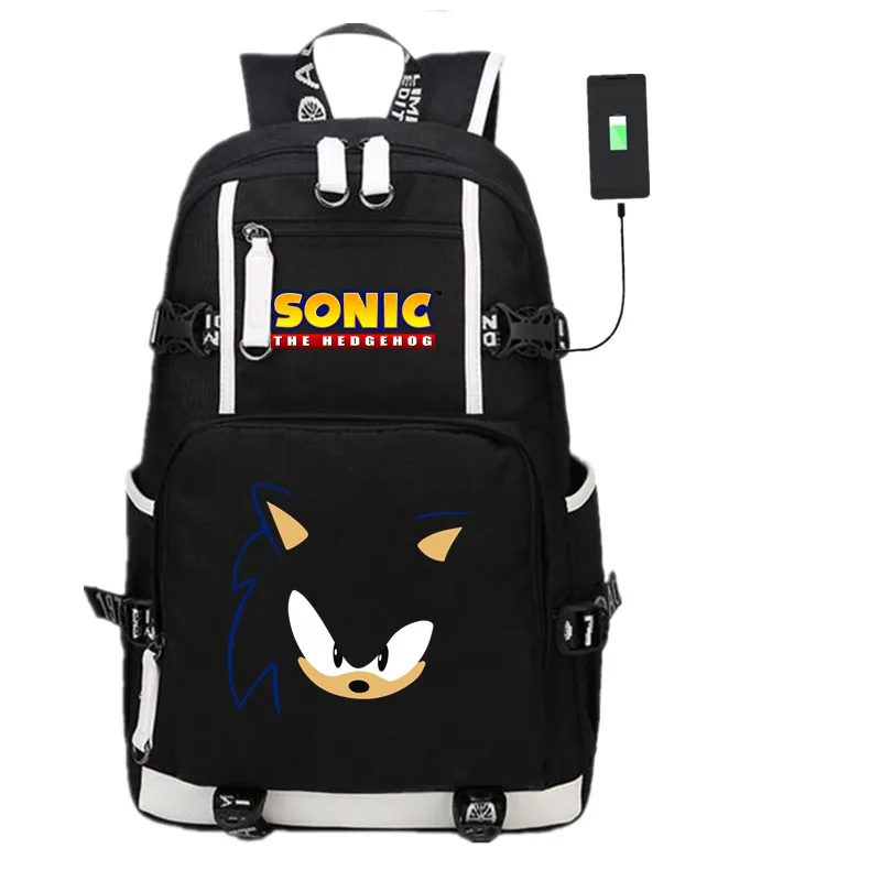 KH325 Аниме игра Соник Ежик USB рюкзак косплей черный унисекс подростков дорожная сумка для ноутбука через плечо школьные сумки подарок - Цвет: KH325