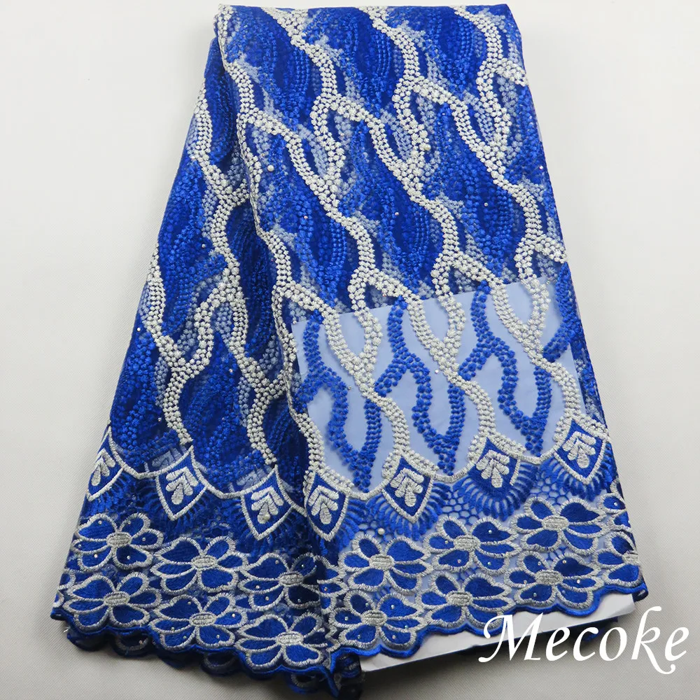 Высокое качество небесно голубой Африканский тюль кружевная ткань 2017
