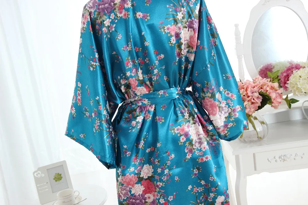 Женский халат кимоно Cherry robe голубой для сна домашний подружки невесты|Халаты| |
