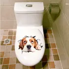 Милый туалет с собакой, наклейки на сиденья, украшение для дома, 3d Животные, щенок, настенные наклейки, плакат