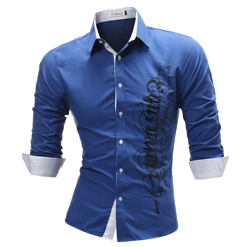 Новый 2018 осень с длинным рукавом Для мужчин рубашка модные тонкие Рубашка