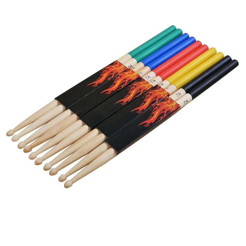 

Hot Sale! 1 Pair of 7A Maple Wood Drumsticks five colours colourful Professional Top Quality drumsticks wood drum parts