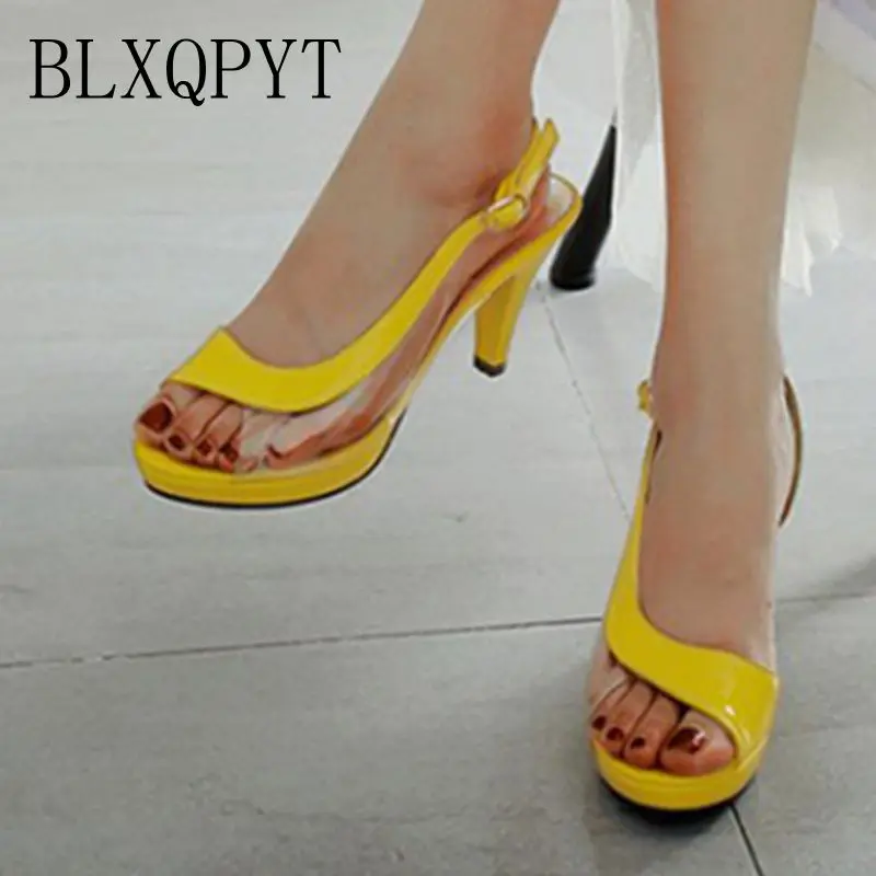 

BLXQPYT/Новые босоножки больших и маленьких размеров 32- 45 модные летние женские босоножки на платформе милые туфли на высоком каблуке 8 см женские c9-98