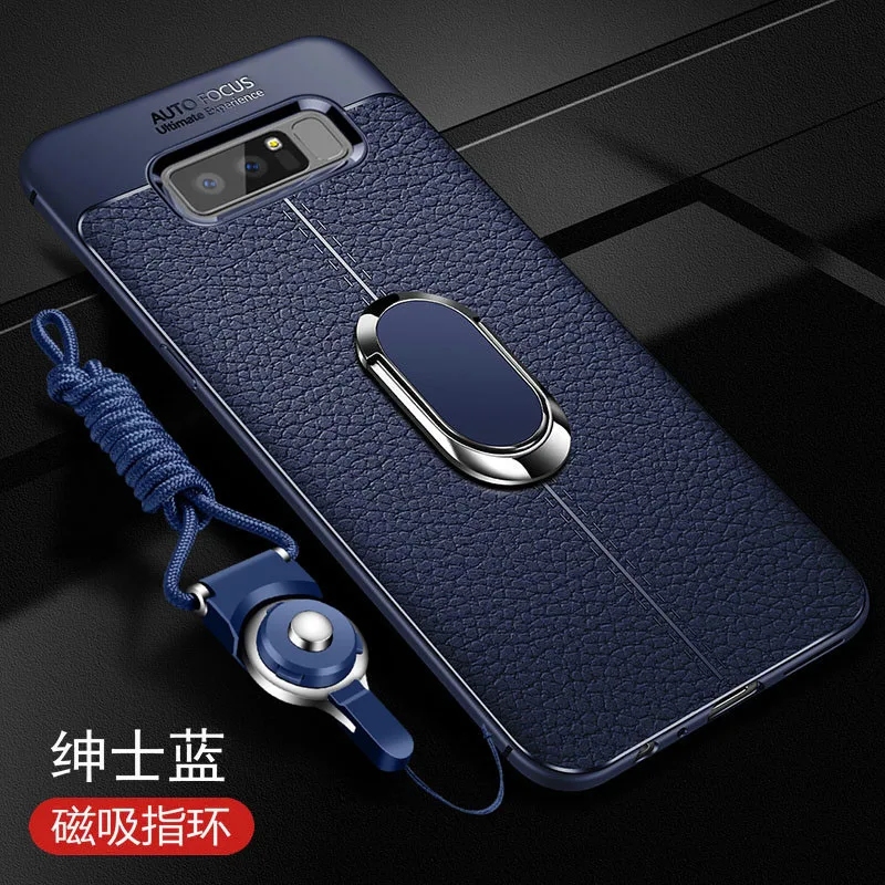 blue Для samsung Galaxy S10 Plus S10E чехол роскошная кожаная текстура с подставкой Кольцо Магнит силиконовый чехол для задней крышки для samsung note 8 9 - Цвет: blue