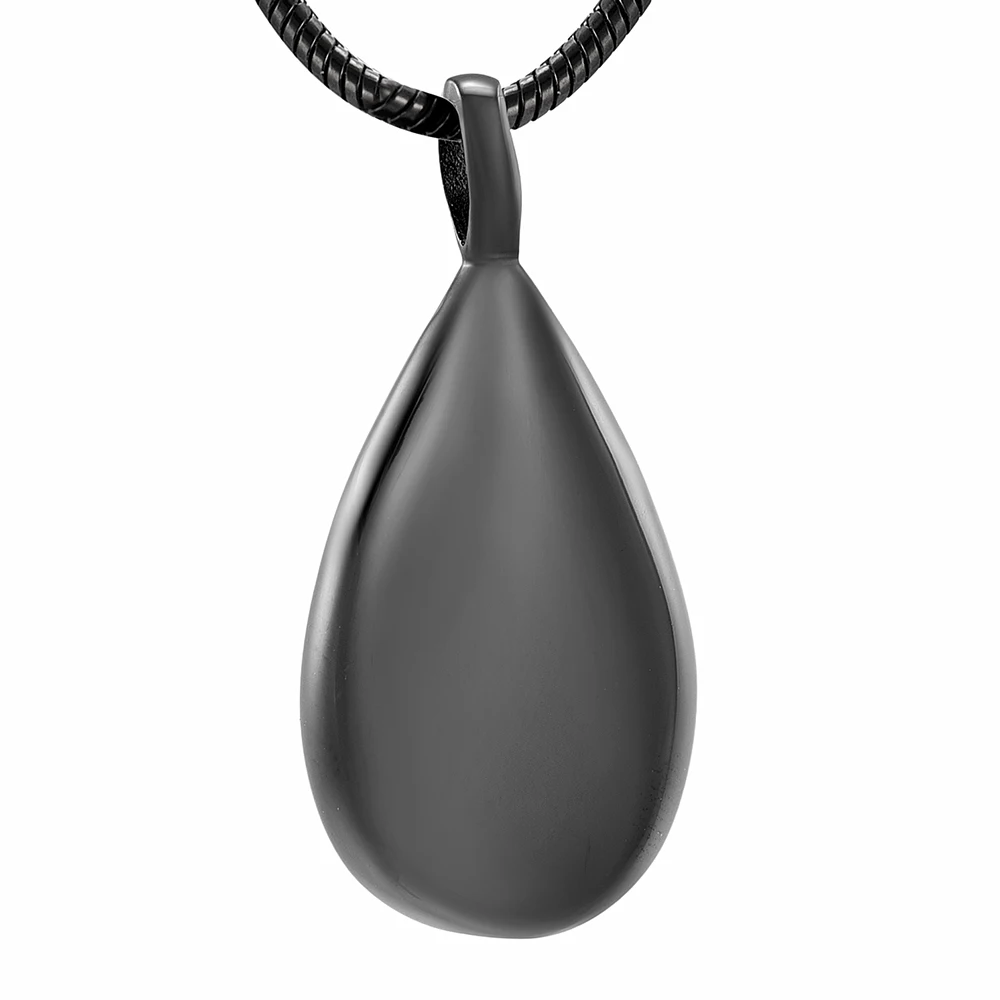 

KSJ9945 Blank/ Engravable Steel, Gold, Pink, Black Tone Mini Ashes Urn Teardrop Cremation Pendant Men Women Necklace