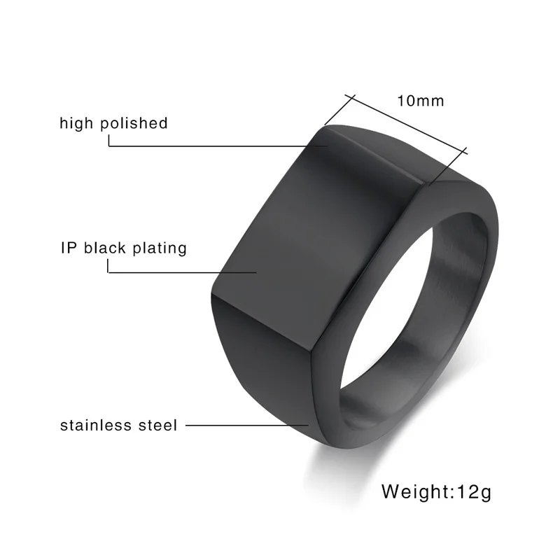 Ceilim Punk Ring for Men Contracted Stainless Steel Smooth Mens Rings Fashion Male Jewelry Gold Black Color Accessories | Украшения и