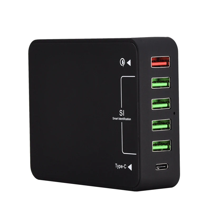 Быстрая зарядка 3,0, мульти USB C, быстрое турбо-зарядное устройство, 6 портов, Тип C, 5 В, а, мобильный телефон, настольный адаптер для iPhone, samsung, huawei