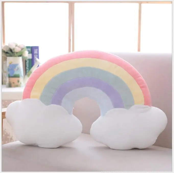 58x40x9 rainbow 1 Яркая Корона, облако, звезда, Луна, радужная Подушка, мягкая подушка, украшение для дома, автомобиля, розовая Подушка, детские подарки на день рождения, подушки - Цвет: 58x40x9 rainbow 1