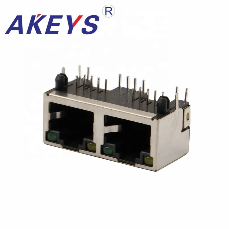 3 шт. 56 светодиодный 90 градусов 1x2 порта экранированный RJ45 ethernet разъем |