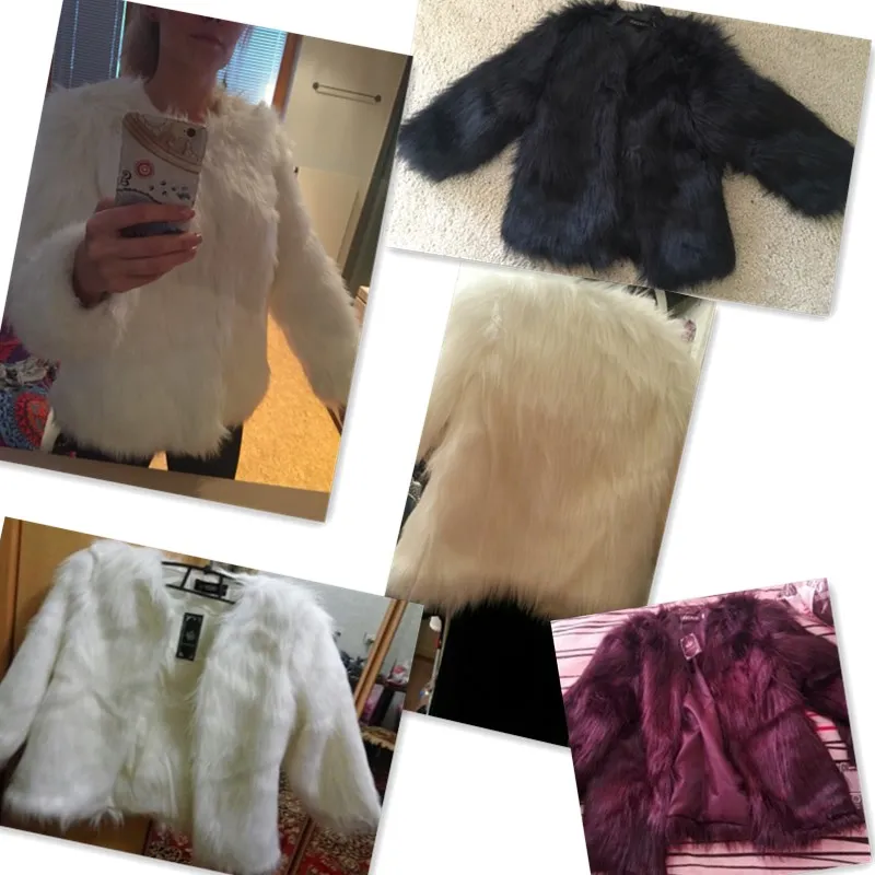 

Fashion Fur Faux Short Coat Fur Black White Imitation Overcoat Rabbit Fur Style Jacket 2/6 Sleeve Slim Fashion XXXL Q7266