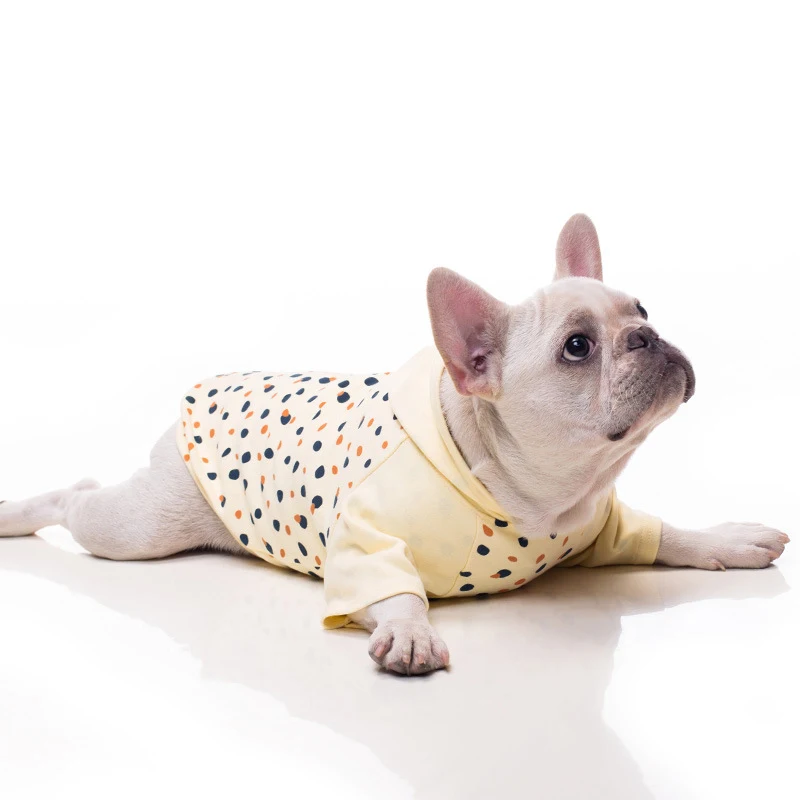 Весенне осенняя одежда для собак модная в горошек куртка чихуахуа толстовка с