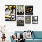 Настенный декор в скандинавском стиле для дома, Скандинавская Картина на холсте желтый натюрморт, картина для гостиной, пейзаж, минималистский Декор, живопись