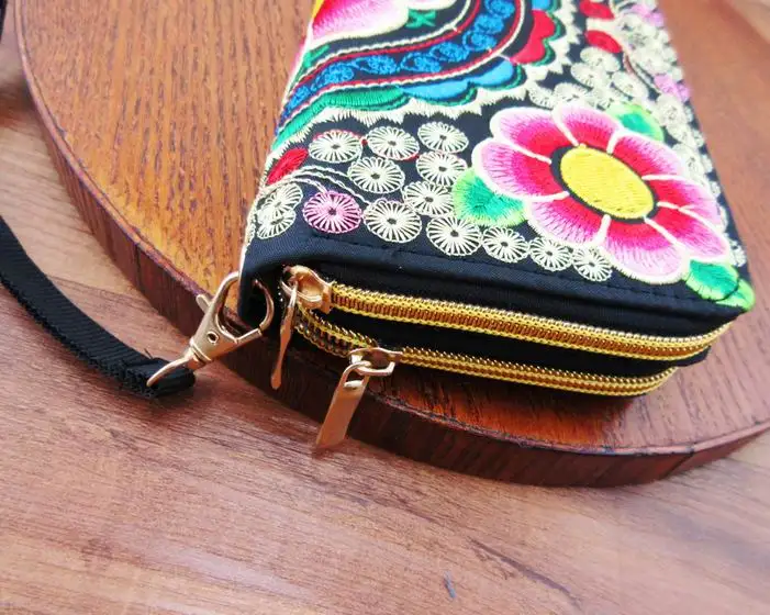 Кошелек-сумочка 2-слойный винтажный хмонгский тайский этнический кошелек-портмоне с карманом для карт SYS-498R на.