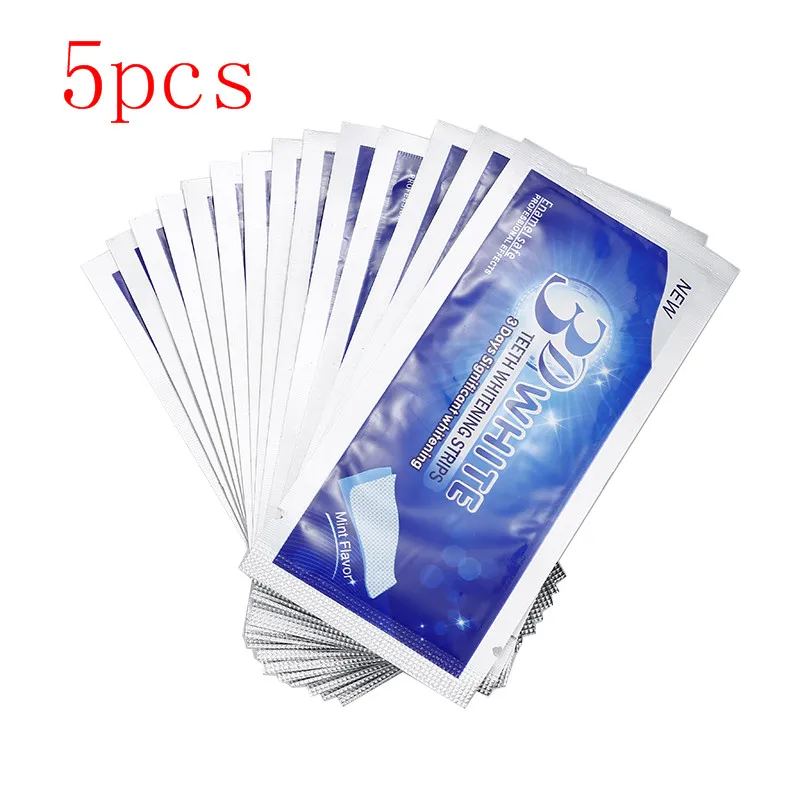 5pcs 20шт 3D для зубов, отбеливающая полоска профессиональная гигиена полости рта для зубов, отбеливающая инструменты гелевая зубная отбеливание зубов полоса - Цвет: 5pcs