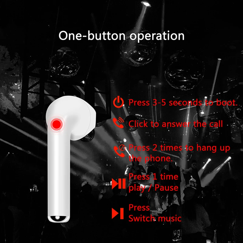 I7 TWS, беспроводная bluetooth-гарнитура, гарнитура, стерео бас, беспроводные наушники с микрофоном, зарядная коробка для всех смартфонов, I7 I7S