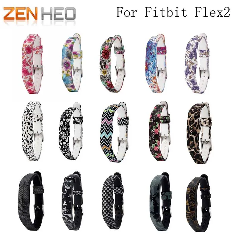 

Silicone Classic Wrist Band Watch Strap for Fitbit Flex 2 Watchbands Bracelet High Quality Adjustable Floral Prints watch band