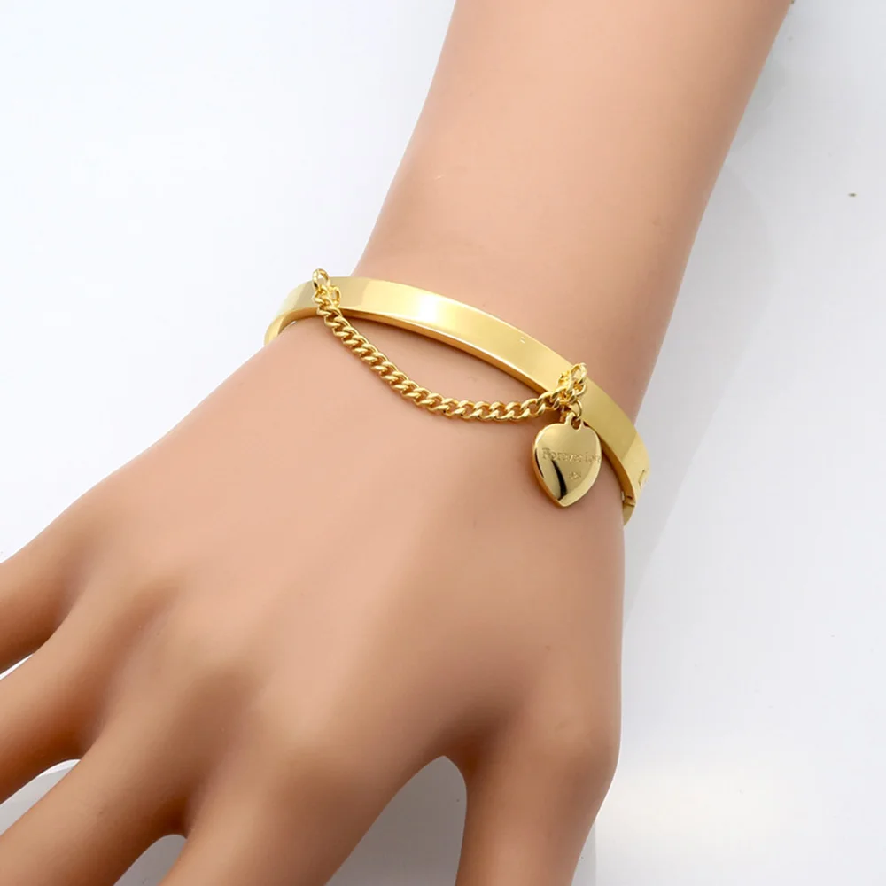 Подвески в виде сердца браслет золото/серебро платитановая сталь ювелирные