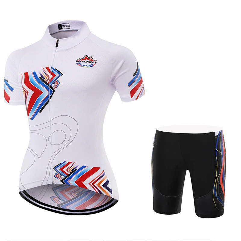 2017 wolfkei бренд Verano Велоспорт Джерси комплект 100% полиэстер Для женщин Велосипедная