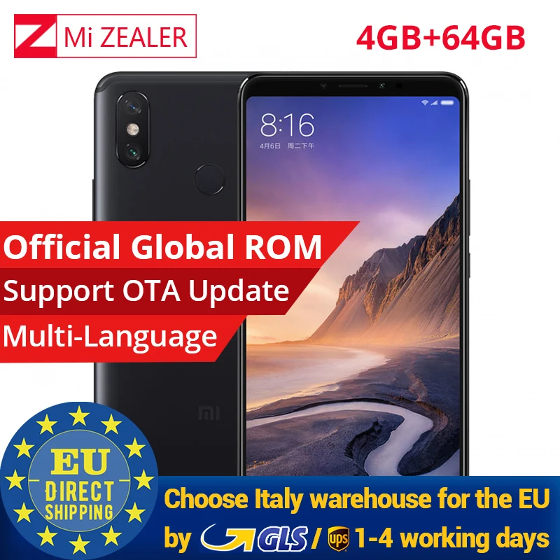 Оригинальный Xiaomi Mi Max 3 4 Гб оперативная память 64 Встроенная мобильный телефон
