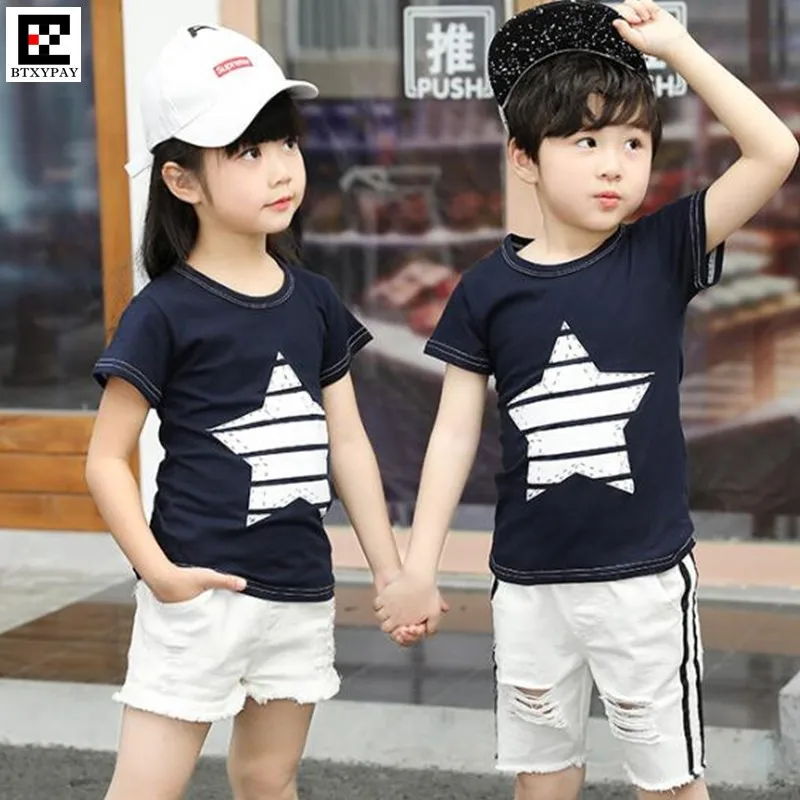 10Pcs Summer Parent-child T-shirts Cotton Kids Boy&Girl Family Matching Outfits Short Sleeves Cute Cartoon Print O-Neck T Shirt