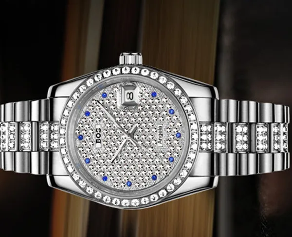 Montre Homme мужские новые модные автоматические механические часы календарь тонкая сталь водонепроницаемые золотые часы Полный горный хрусталь Zegarki Meskie