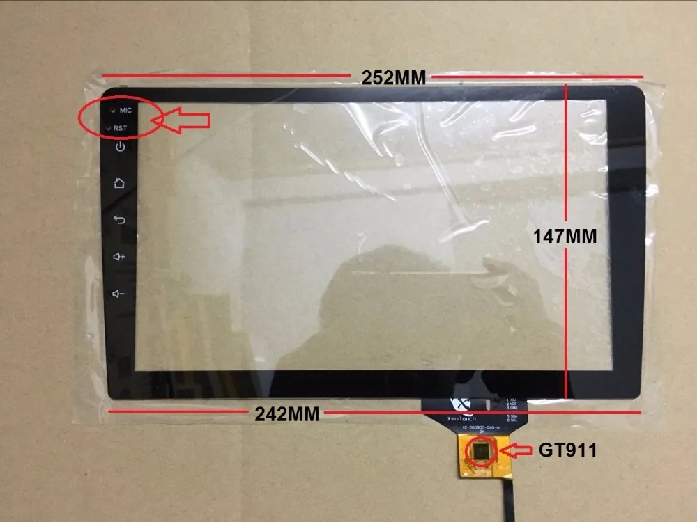 252*147 мм 10 1 дюйма 2 емкостный сенсорный экран IC: GT911 6pin для автомобиля android навигация