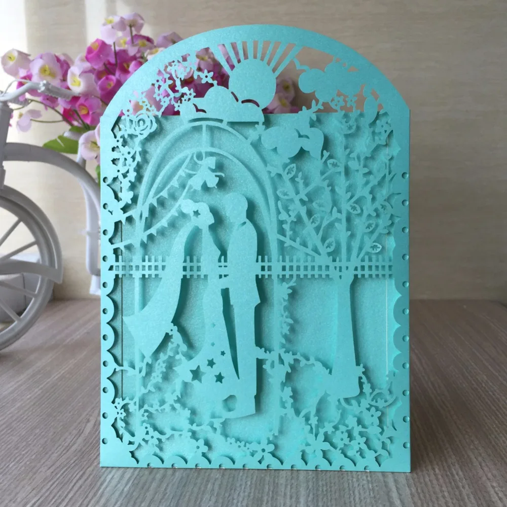 50Pcs/lot Tiffany Blue &ampDark Purple Place Card Bride &ampGroom Wedding Birthday Party Wine Glass Table Decoration Suppliers | Дом и сад
