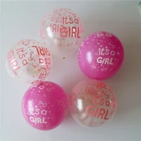 50pcslot it is a girl baby boy latex balloons for birthday 12inch 2 8g transparent and pink baby shower party decoration