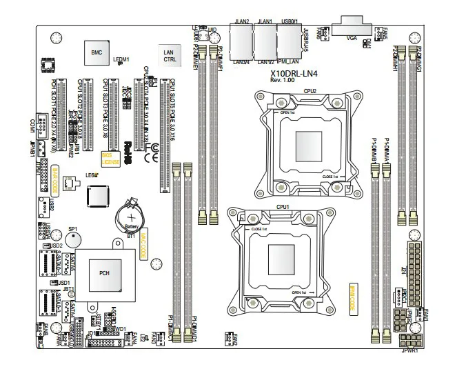 

OEM X10DRL-LN4 server motherboard c612 DDR4 four Gigabit Ethernet 10 * SATA3 IPMI used 90%new