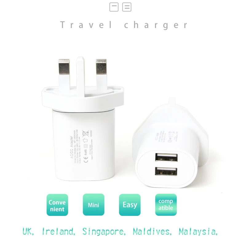 Трехногая британская стандартная переходная розетка с двумя USB стандартами