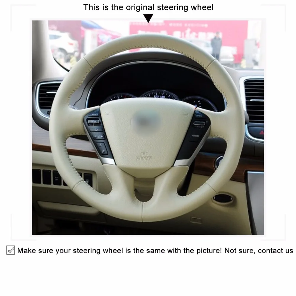 

Black Genuine Leather Black Suede Car Steering Wheel Cover for Nissan Teana Murano (Z51) Elgrand 2010-2020 Quest 2011-2017