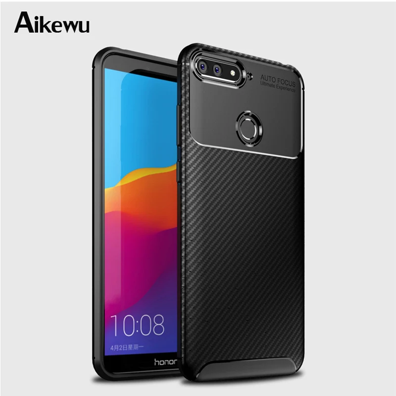 Для huawei Honor 7A случае Роскошные углеродного волокна Тонкий Силиконовый