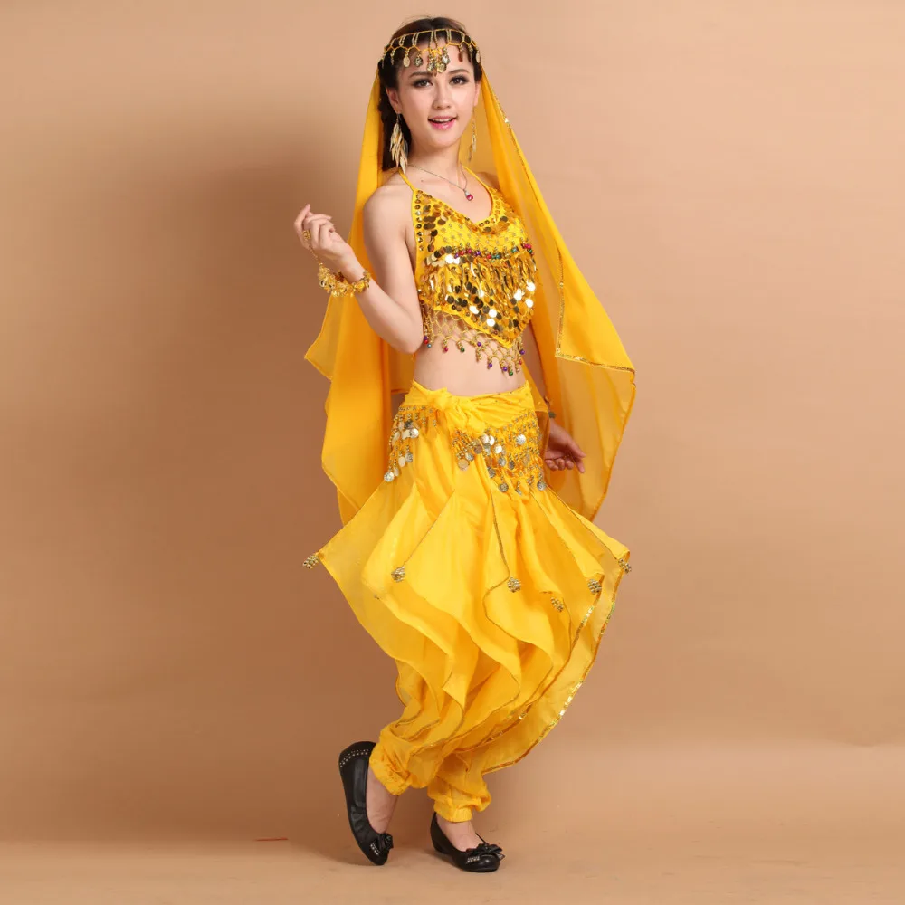 Костюм для танца живота из 4 предметов костюм Болливуда индийское платье женский