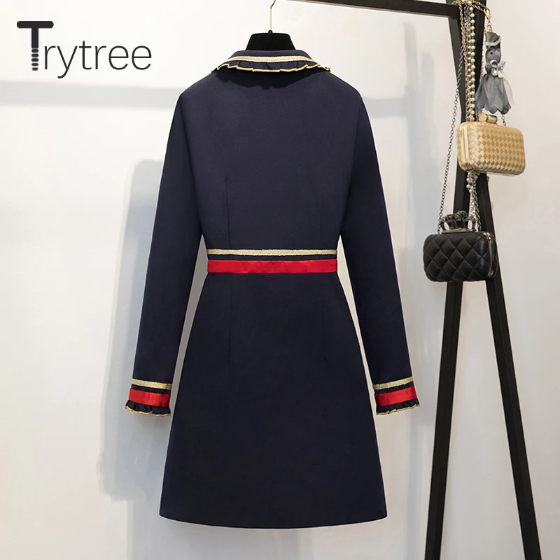 Осеннее платье с оборками Trytree повседневные женские мини платья в стиле пэчворк