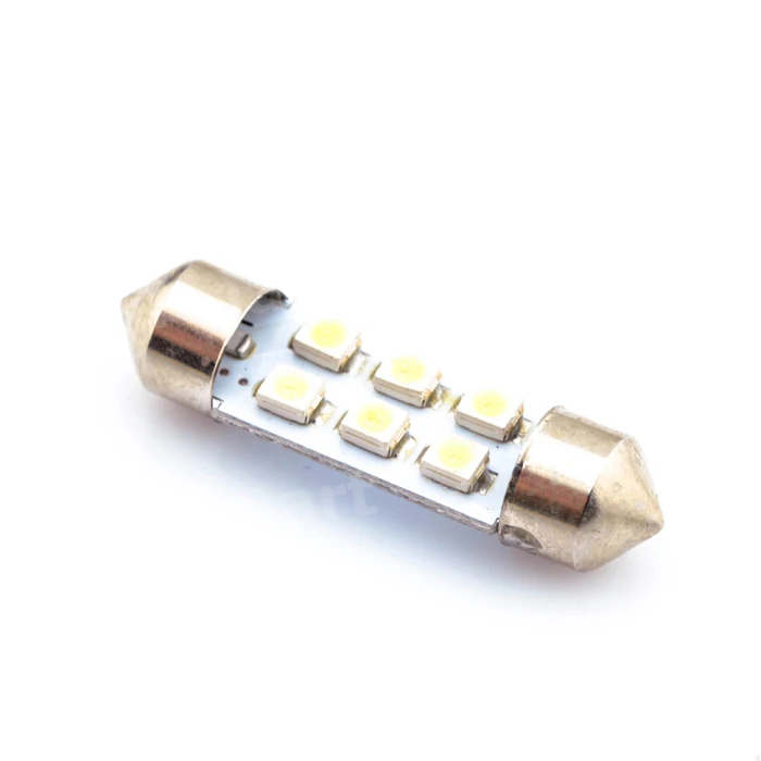 1 ШТ. 3528/1210 6smd 6led 6 smd led 36 мм Белый SMD LED Автомобилей На Крыше Купола Фестона Карта