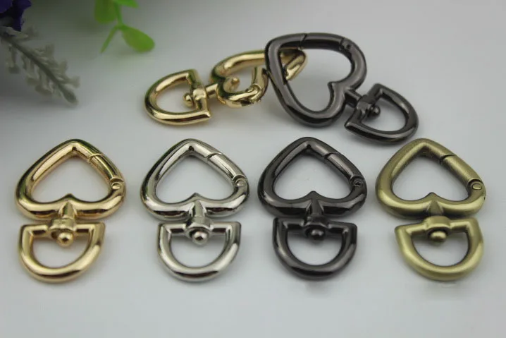 

10pcs/lot 4 color 2 cm inner diameter open heart spring coil heart open ring 6 part connect button