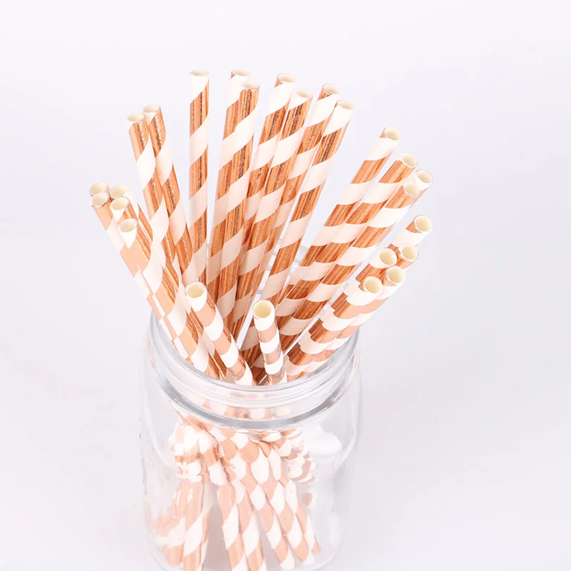 

Gilding Pink Striped High-end Disposable Tableware Set Paper Plates Cups Napkins Party Wedding Carnival Tableware Supplies