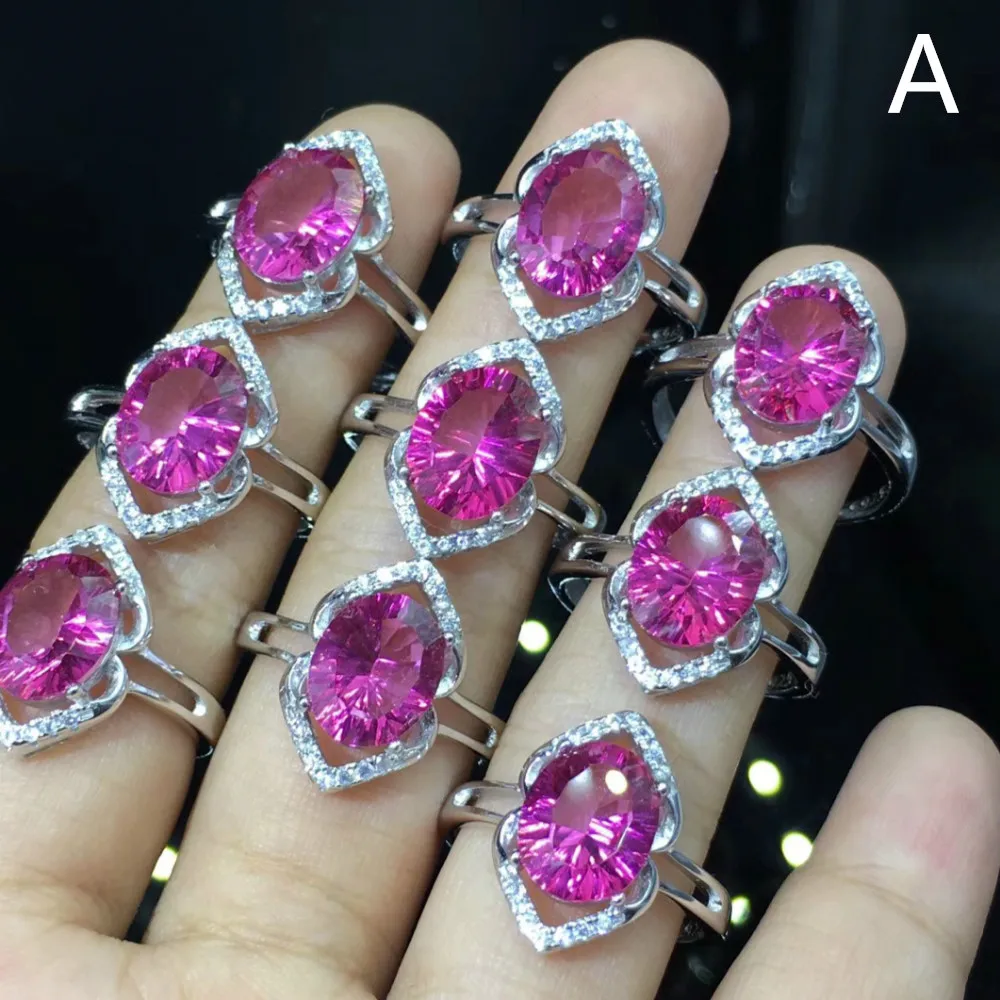 

Natural Pink Topaz Rings Oval Cut 8X10mm 925 Sterling Silver Woman Rings for Wedding Fine Jewelry