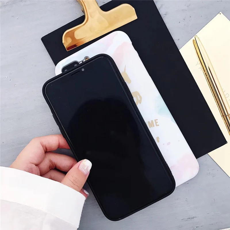 Unicorn Plated Glossy Phone Case For Apple iphone 7 8 X 6 Plus Soft Smooth Patterned Rendering Plastic Black Edge Cover Coque |